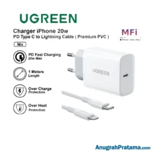 UGREEN Charger iPhone MFi USB Type C to Lightning Fast Charging 20w